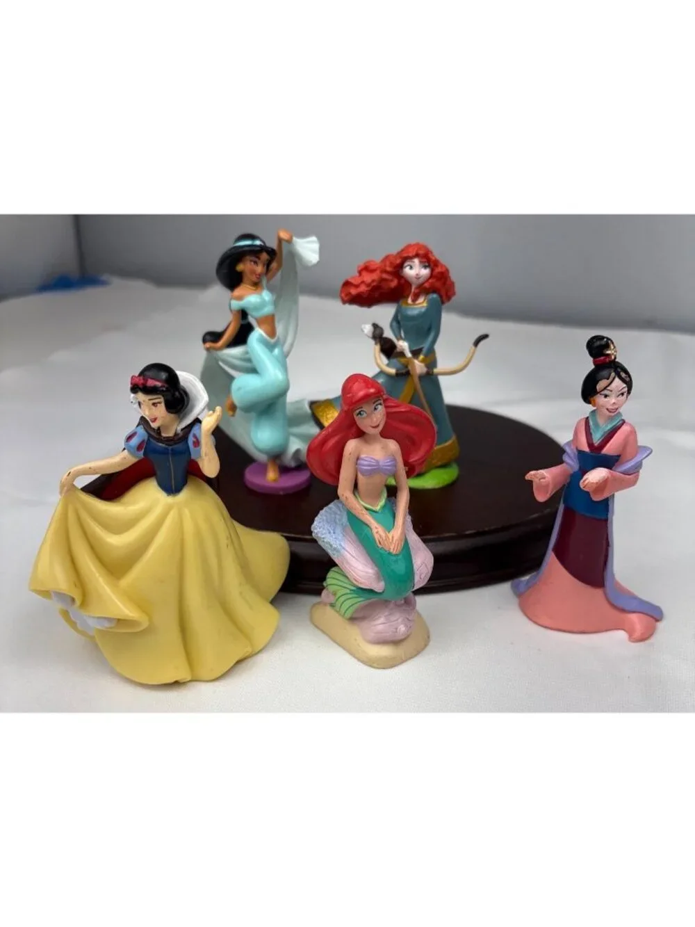 Disney Princess Figurine Set Ariel Snow White Mulan Merida Jasmine Collectibles